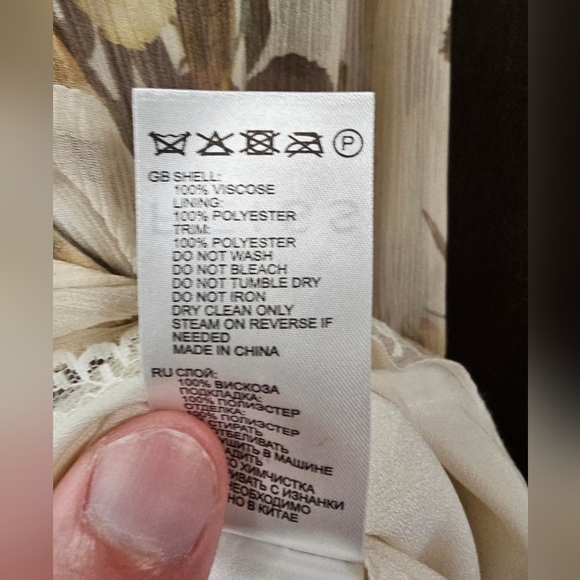 Reiss Emlin Floral Printed MIDI‎ Dress Ivory Yellow Fairy Cottage Lace NWOT - Picture 9 of 13